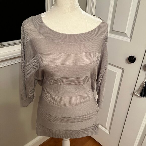Gray Sweater Top with Mesh Sections - Picture 8 of 10